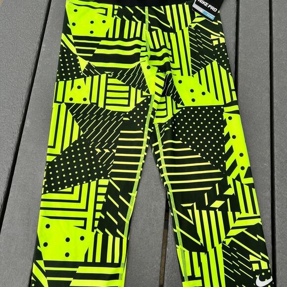 Nike PRO women’s size M, leggings, DRI-FIT black & lim, NWT - Picture 4 of 8